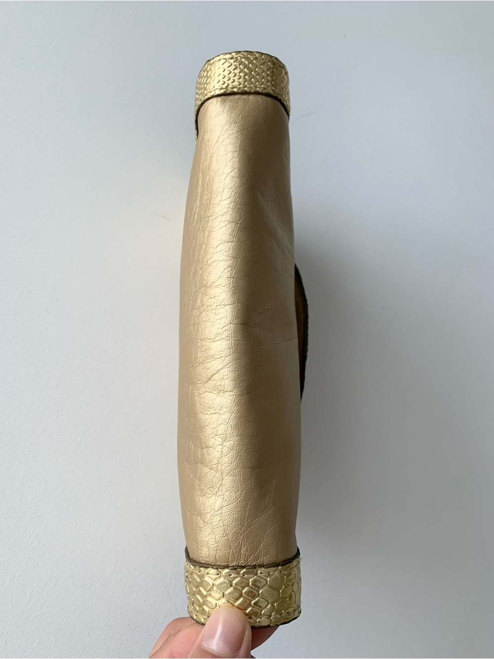 Versace Gold Leather Clutch with Textured Trims - Picture 4 of 10